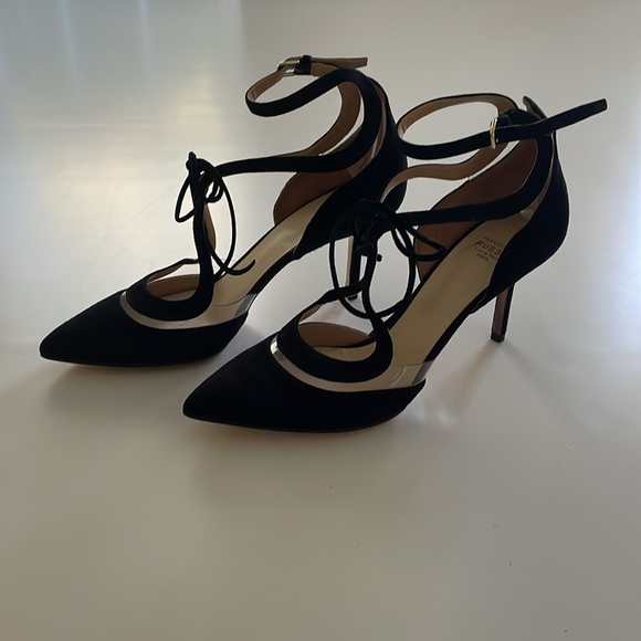 FRANCESCO RUSSO Black Suede Plexi Pumps. IT 39. - Picture 1 of 10